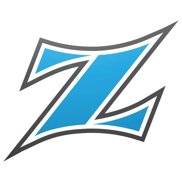 白色背景上的蓝色和黑色弧形字母Z图标 — 图库照片