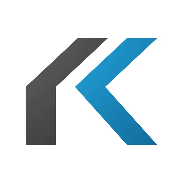 白色背景上的蓝色和黑色折叠字母K图标 — 图库照片
