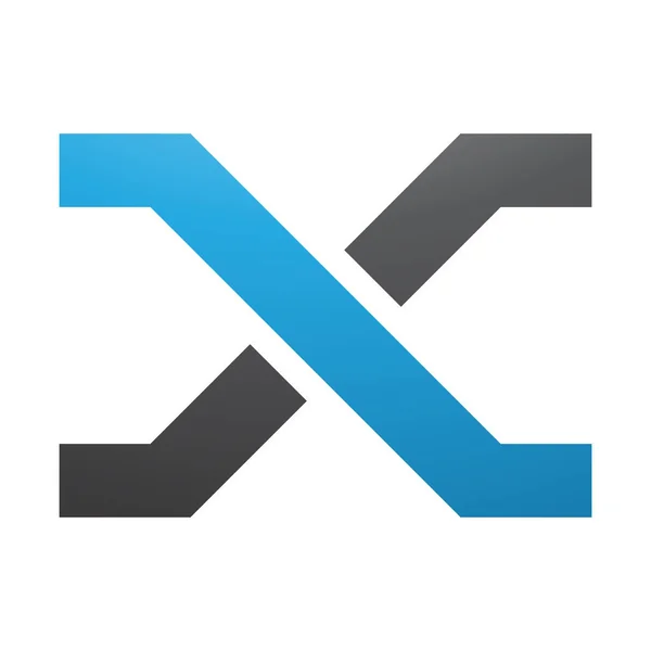 Blue Black Letter Icon Com Linhas Cruzamento Fundo Branco — Fotografia de Stock