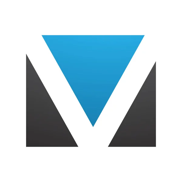 白色背景上的蓝色和黑色矩形字母V图标 — 图库照片