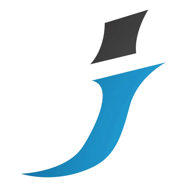 Blauw Zwart Spiky Italic Letter Ikoon Een Witte Achtergrond — Stockfoto