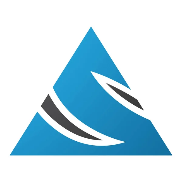 Blauwe Zwarte Driehoek Gevormde Letter Ikoon Een Witte Achtergrond — Stockfoto