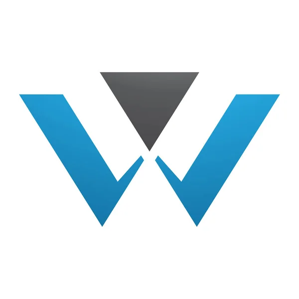 白い背景に青と黒の三角形の文字Wアイコン — ストック写真