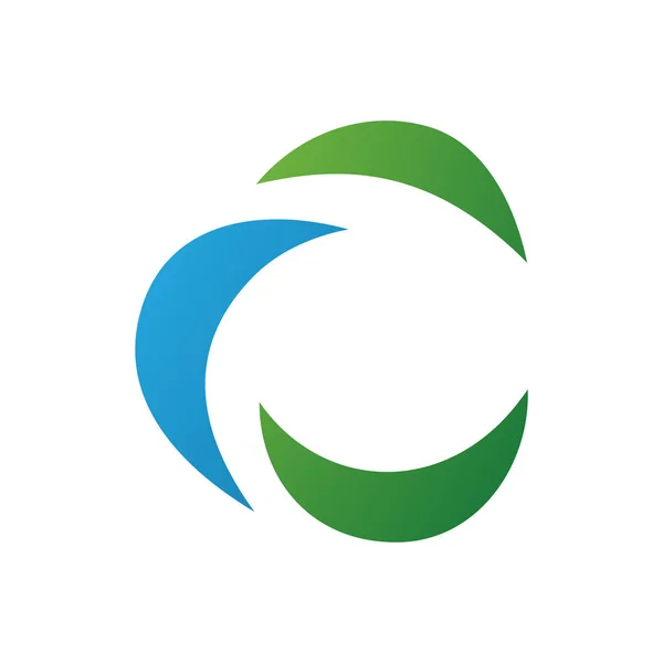 Niebieski Zielony Crescent Kształcie Litery Ikona Białym Tle — Zdjęcie stockowe