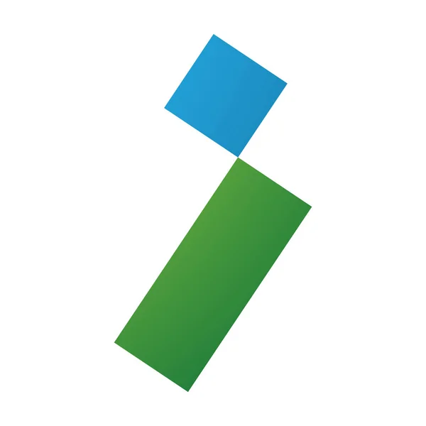 Niebiesko Zielona Ikona Kwadratem Prostokątem Białym Tle — Zdjęcie stockowe