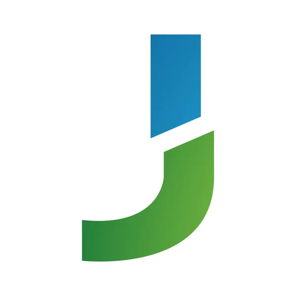 白色背景上的蓝色和绿色分叉形字母J图标 — 图库照片