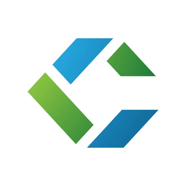 Blauwe Groene Vierkante Letter Pictogram Gemaakt Van Rechthoeken Een Witte — Stockfoto