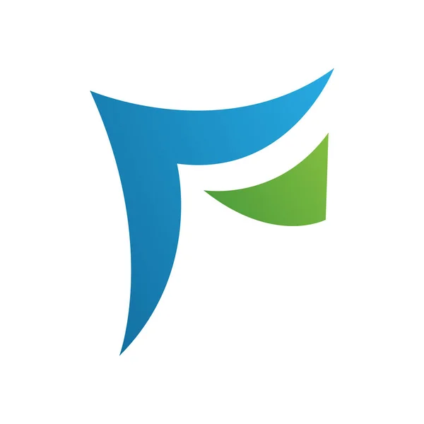 Blaues Und Grünes Wellenförmiges Papier Buchstabe Symbol Auf Weißem Hintergrund — Stockfoto