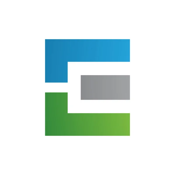 Blauw Groen Grijs Rechthoekige Letter Pictogram Een Witte Achtergrond — Stockfoto