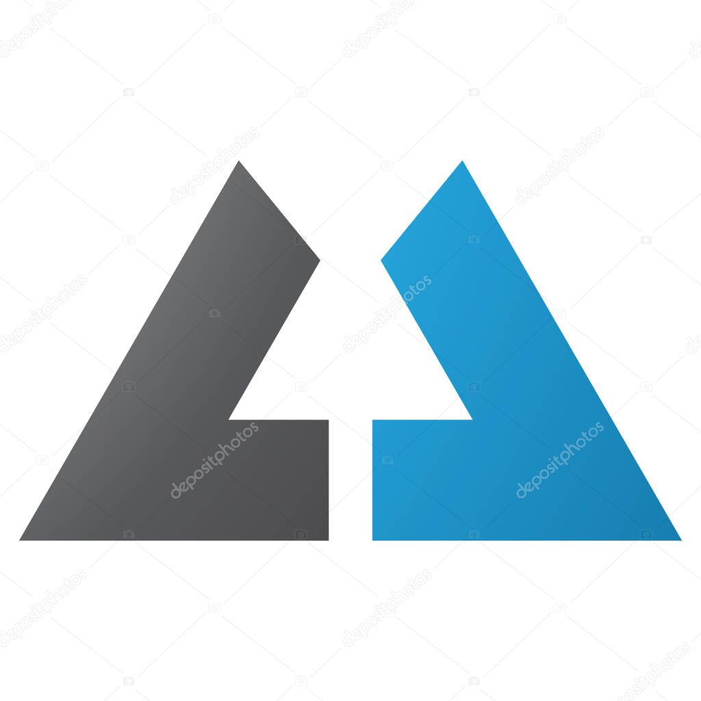 Blue and Black Bold Letter U Icon with Straight Lines on a White Background