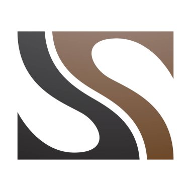 Kahverengi ve Siyah Balık Fin Şekilli Beyaz Arkaplanda S Simgesi