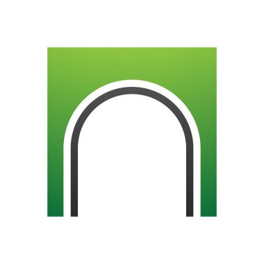 Beyaz Arkaplanda Yeşil ve Siyah Kemerli Harf Simgesi Simgesi