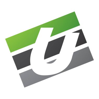 Beyaz Arkaplanda Yeşil ve Siyah Dikdörtgen şekilli U Simgesi