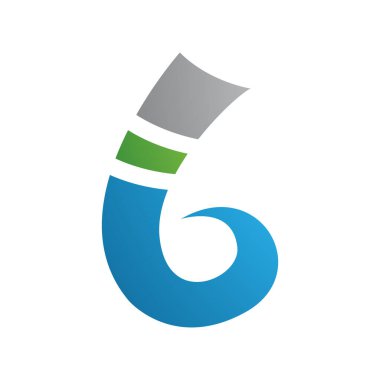 Yeşil ve Mavi Kıvrık Spike Şeklinde Beyaz Arkaplanda B Simgesi