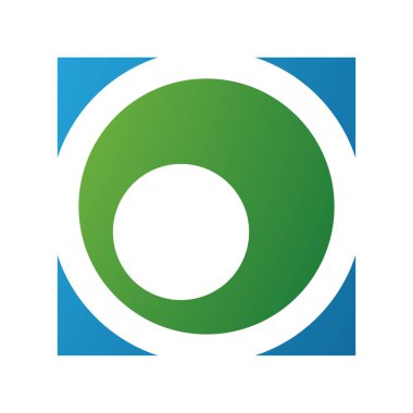 Beyaz Arkaplanda Yeşil ve Mavi Meydan Harfi O Simgesi