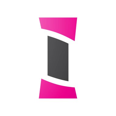 Magenta ve Siyah Antika Sütun Şekillendirilmiş Beyaz Arkaplanda Birinci Harf Simgesi