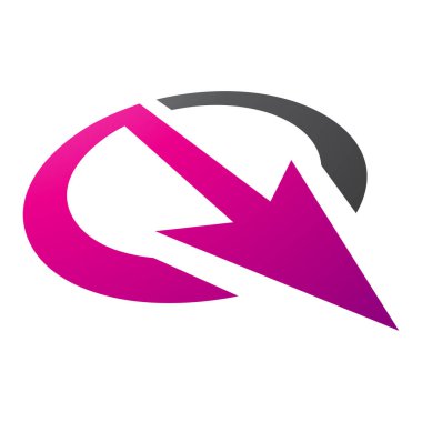 Beyaz Arkaplanda Magenta ve Siyah Ok Şekilli Q harfi Simgesi