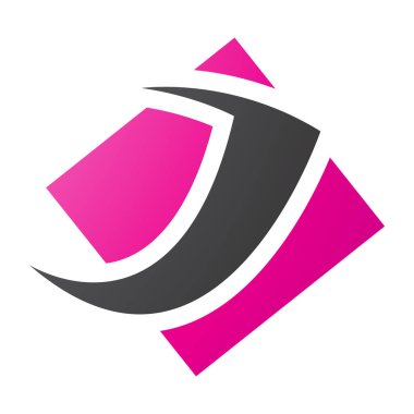 Magenta ve Siyah Elmas Meydanı Beyaz Arkaplanda J Simgesi