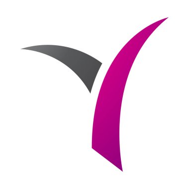 Magenta ve Siyah Çimen şekilli Beyaz Arkaplanda Y Simgesi