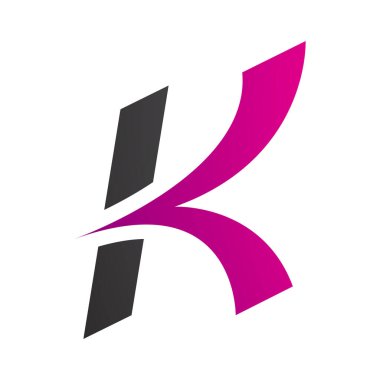 Magenta ve Siyah Italic Arrow Beyaz Arkaplanda K Simgesi Şekillendirdiler