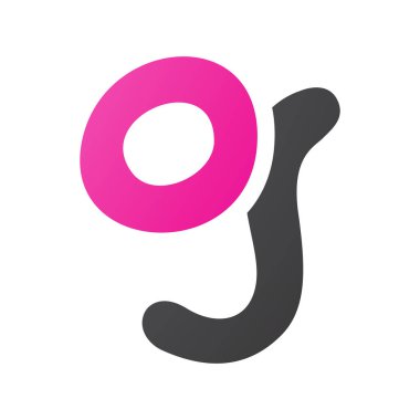 Beyaz Arkaplanda Yumuşak Yuvarlak Çizgileri olan Magenta ve Siyah Harf G Simgesi