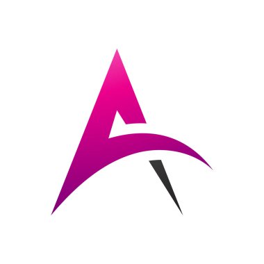 Magenta ve Siyah Dikenli Kemer Beyaz Arkaplanda Harf Simgesi
