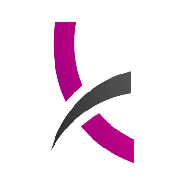Magenta ve Siyah Dikenli Küçük Harf K Simgesi Beyaz Arkaplanda