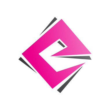 Magenta ve Siyah Kare Elmas Beyaz Arkaplanda E Simgesi