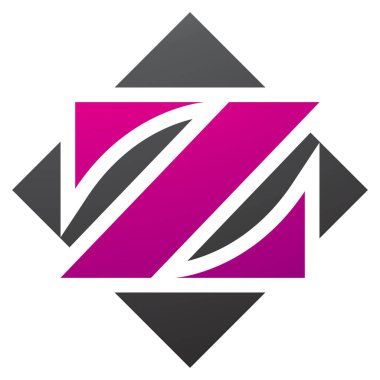 Magenta ve Siyah Kare Elmas şekilli Beyaz Arkaplanda Z Simgesi
