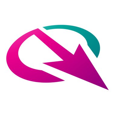 Beyaz Arkaplanda Magenta ve Green Arrow Şekilli Harf Q Simgesi