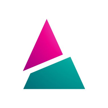 Magenta ve Yeşil Üçgen Biçimli Beyaz Arkaplan Üzerinde Harf A Simgesi