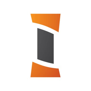 Turuncu ve Siyah Antika Sütun Şeklinde Beyaz Arkaplanda Birinci Harf Simgesi