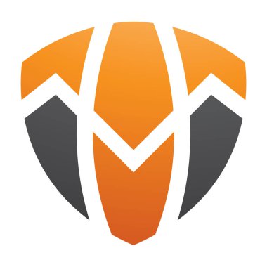 Turuncu ve Siyah Kalkan şekilli Beyaz Arkaplanda Mektup T Simgesi