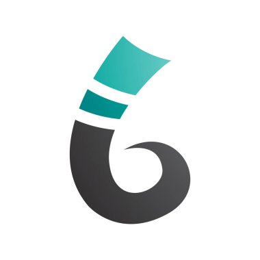 İran Yeşil ve Kara Kıvırcık Şekil Beyaz Arkaplanda B Simgesi