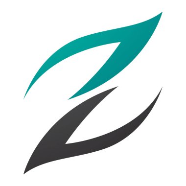 İran Yeşil ve Siyah Ateş Şekillendirilmiş Beyaz Arkaplanda Z Simgesi