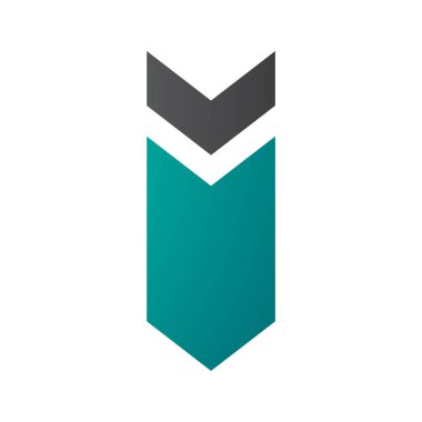 İran Yeşil ve Siyah Yüzlü Ok Şekilli Harf I Simgesi Beyaz Arkaplan