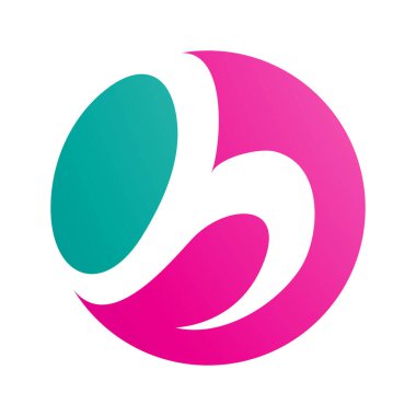 Beyaz Arkaplanda Pers Yeşili ve Magenta Çemberi şekilli H Simgesi