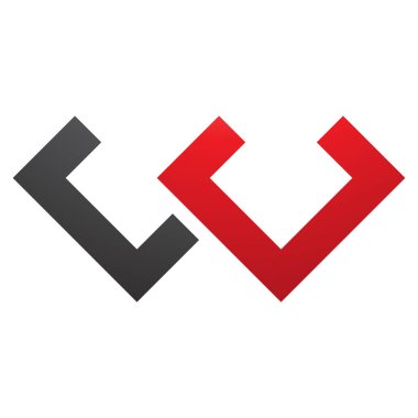 Beyaz Arkaplanda Kırmızı ve Siyah Köşeli Harf W Simgesi