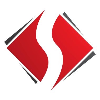 Kırmızı ve Siyah Kare Elmas şekilli Beyaz Arkaplanda S Simgesi