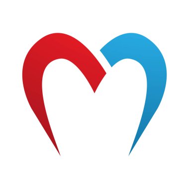 Kırmızı ve Mavi Paraşüt Şeklinde Beyaz Arkaplanda M Simgesi
