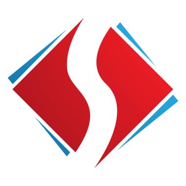 Kırmızı ve Mavi Kare Elmas şekilli Beyaz Arkaplanda S Simgesi