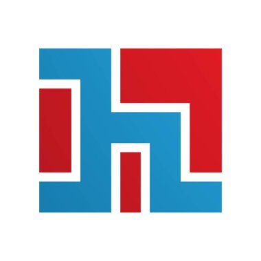 Beyaz Arkaplanda Kırmızı ve Mavi Kare Şekilli Harf H Simgesi