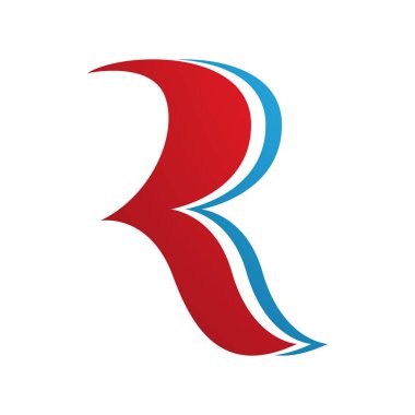 Beyaz Arkaplanda Kırmızı ve Mavi Dalgalı Harf R Simgesi