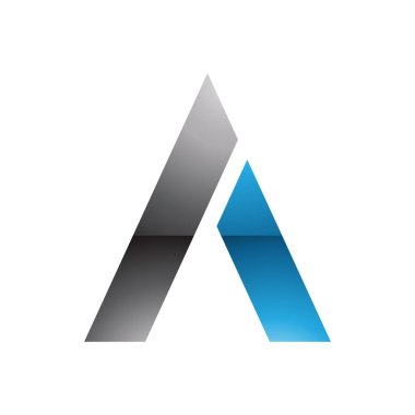 Siyah ve Mavi Parlak Trapezyum Beyaz Arkaplanda Harf Simgesi