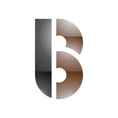 Beyaz Arkaplanda Siyah ve Kahverengi Yuvarlak Disk Şekilli B Harfi Simgesi