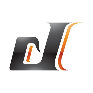 Beyaz Arkaplanda Siyah ve Turuncu Parlak Küçük İtalyan Harf D Simgesi