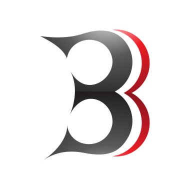Siyah ve Kırmızı Kıvrımlı Harfler B Simgesi Beyaz Arkaplanda 3 Numaraya Benziyor