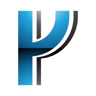 Beyaz Arkaplanda Mavi ve Siyah Çizgili Y harfi Simgesi