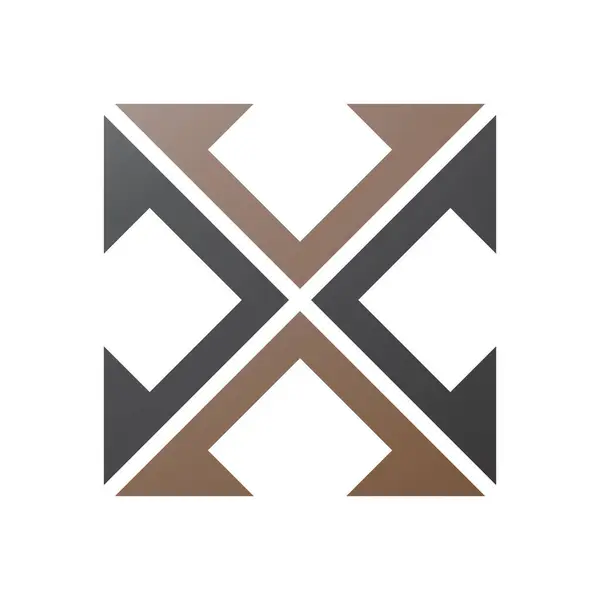 Braunes Und Schwarzes Pfeil Symbol Quadratischer Form Auf Weißem Hintergrund — Stockfoto