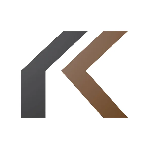 白色背景上的褐色和黑色折叠字母K图标 — 图库照片